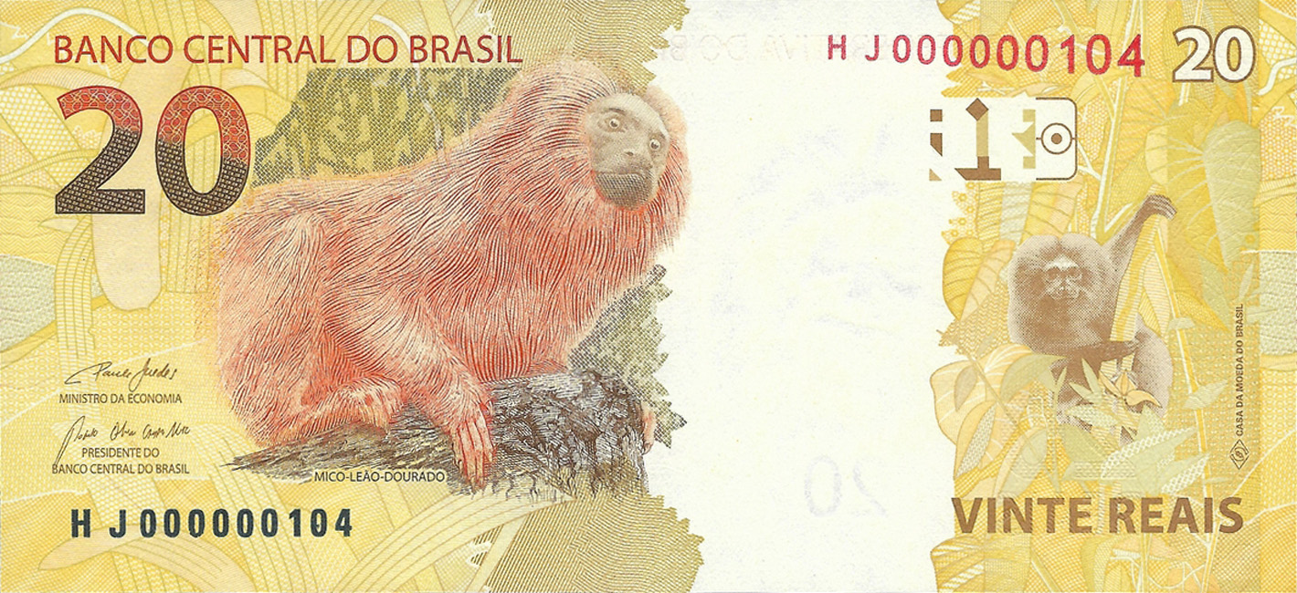 Reverso de 20 reais (2019-2022) - 2011-atual Reais, 2ª. família