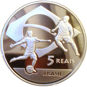 R$ 5,00 - Comemorativa da primeira Copa do Mundo em continente africano